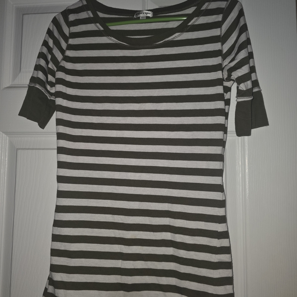 Energie Monochrome Striped Short Sleeve Tee